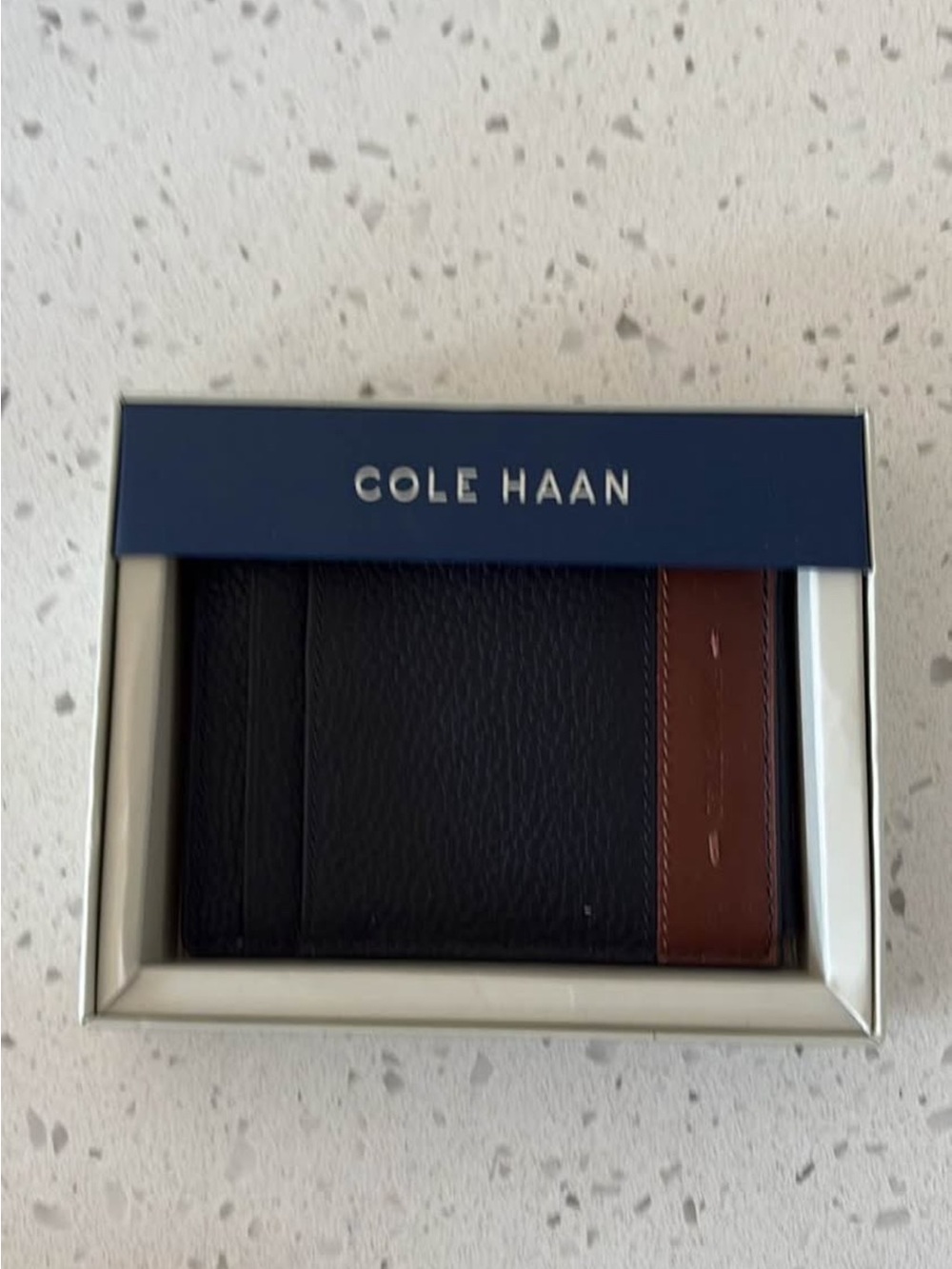 Cole Haan Black and Brown Leather Card Holder